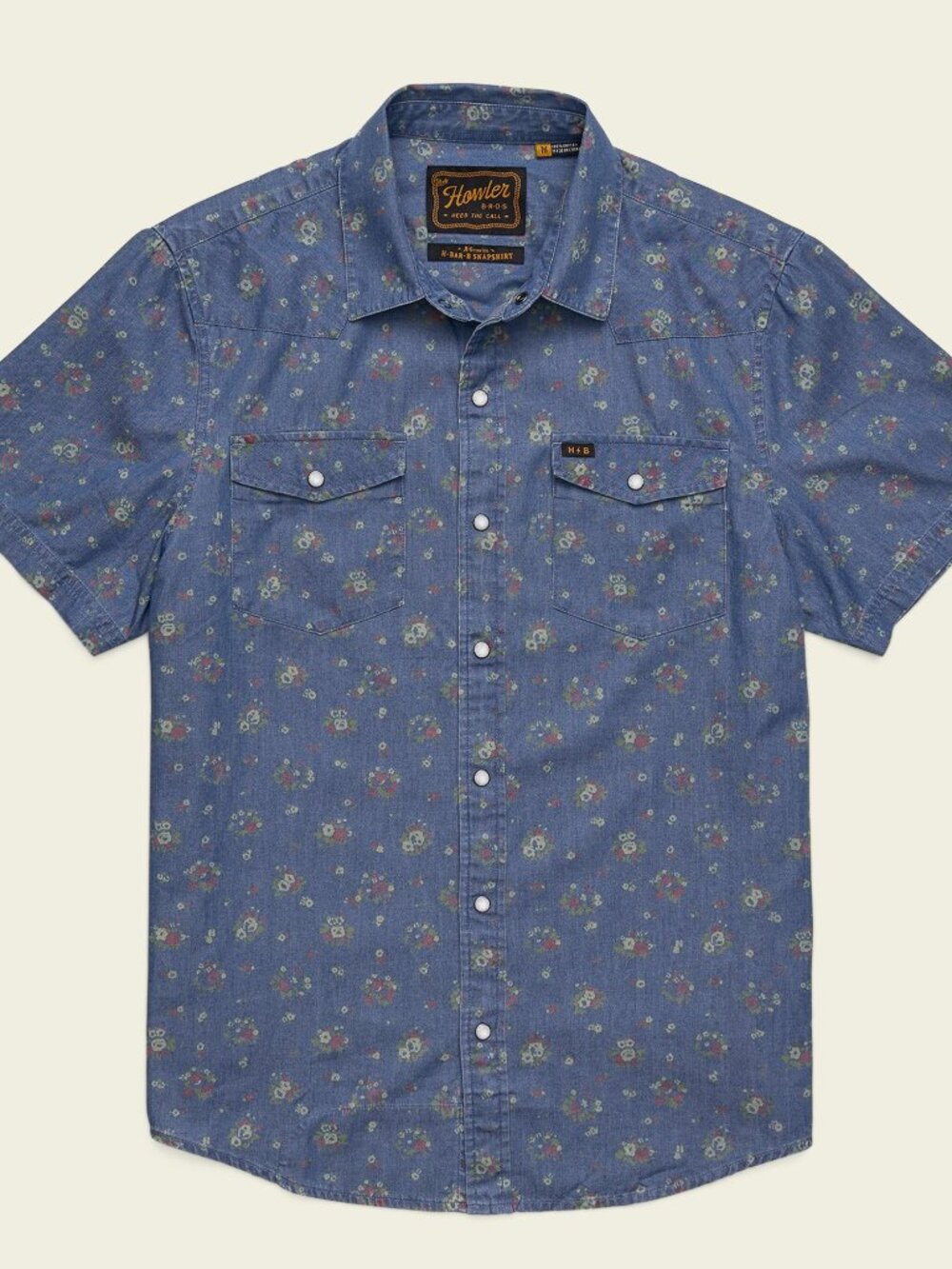 NWT Howler Bros H Bar B Snapshirt - Bouquets : Washed Indigo (L)